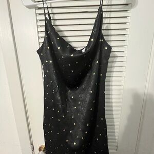 Black polka dot mini dress